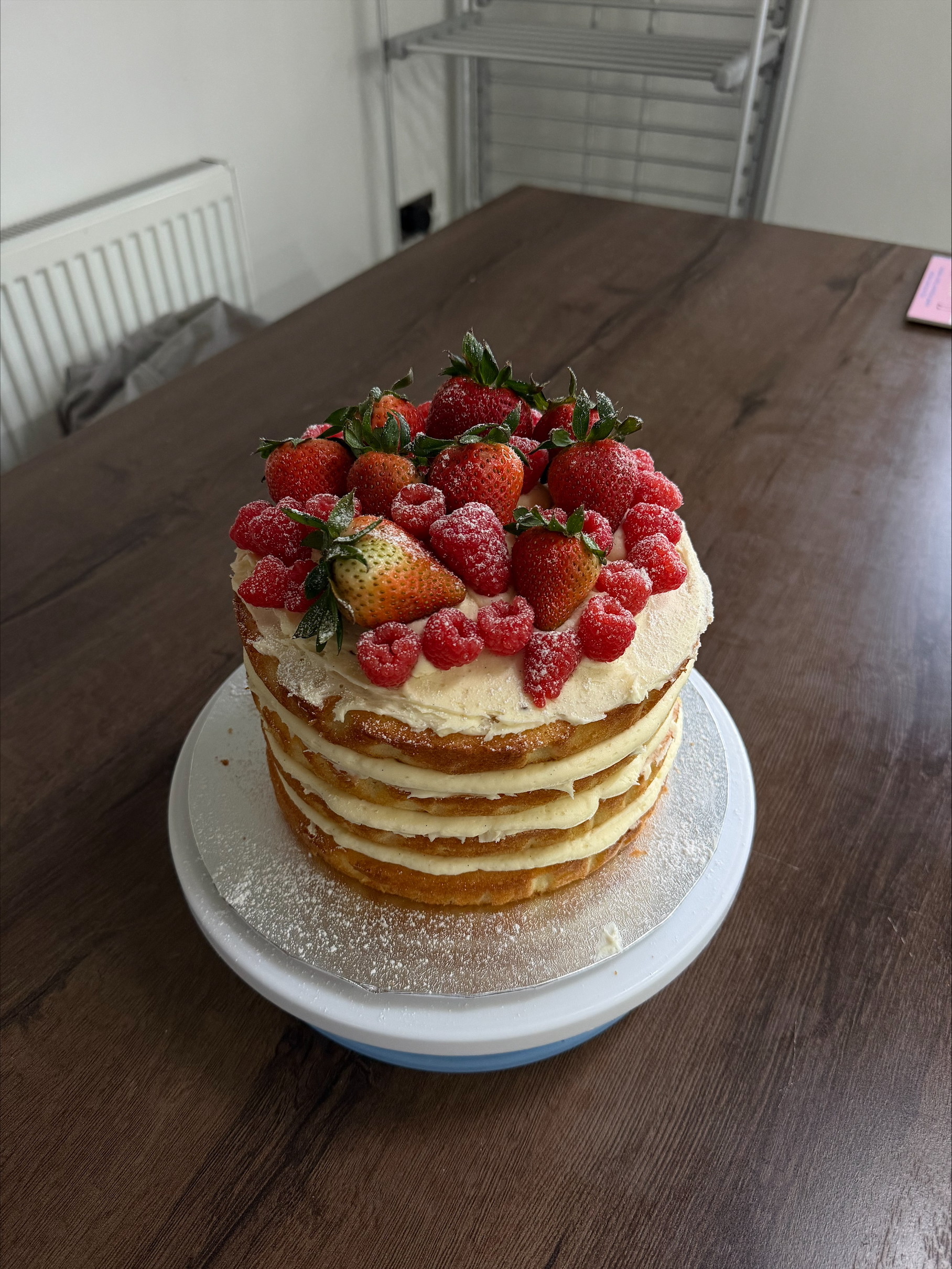 Strawberry and Raspberry Topped Sponge Cake